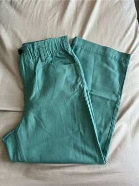 J. Crew Teal Green Wide-Leg Trousers